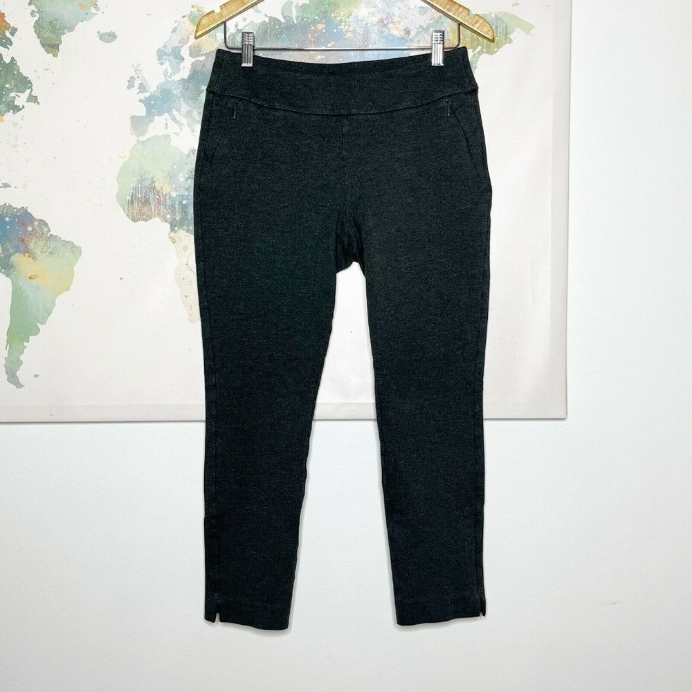 Soft Surroundings Size Small Pants Cropped Skinny Gray‎ Ponte Knit Zip Pockets